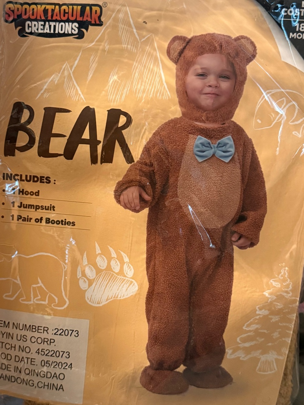 Spooktacular Creations Brown Bear Baby Costume with Blue Bow